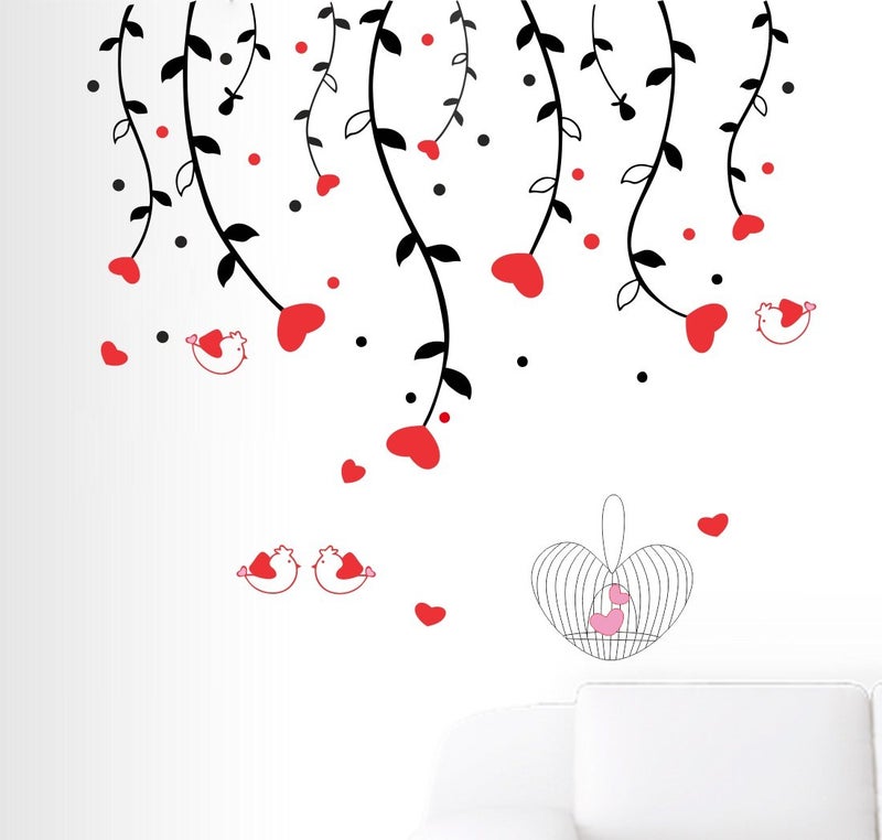 Eja Art Heart Sparrow Tree Self Adhesive VinylWaterproof Decorative Wall Stickers for Hall Bedroom Kitchen and Furniture - Image 3