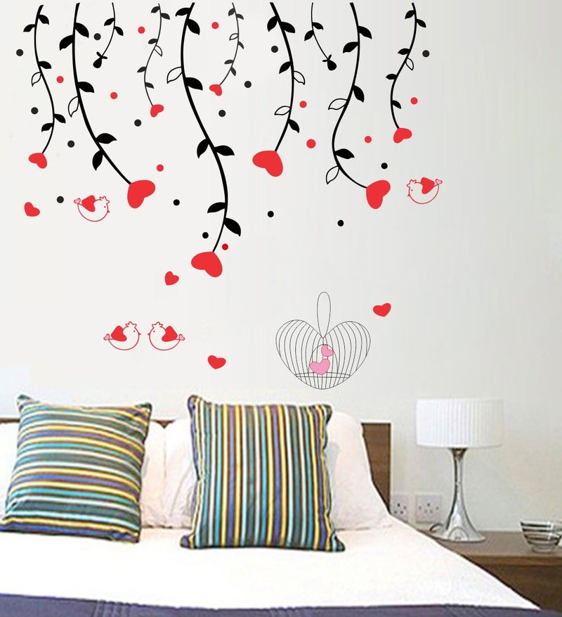 Eja Art Heart Sparrow Tree Self Adhesive VinylWaterproof Decorative Wall Stickers for Hall Bedroom Kitchen and Furniture - Image 2