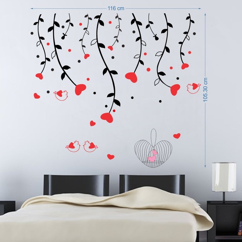 Eja Art Heart Sparrow Tree Self Adhesive VinylWaterproof Decorative Wall Stickers for Hall Bedroom Kitchen and Furniture - Image 4