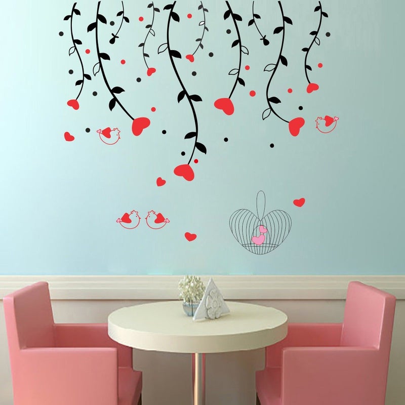 Eja Art Heart Sparrow Tree Self Adhesive VinylWaterproof Decorative Wall Stickers for Hall Bedroom Kitchen and Furniture - Image 5