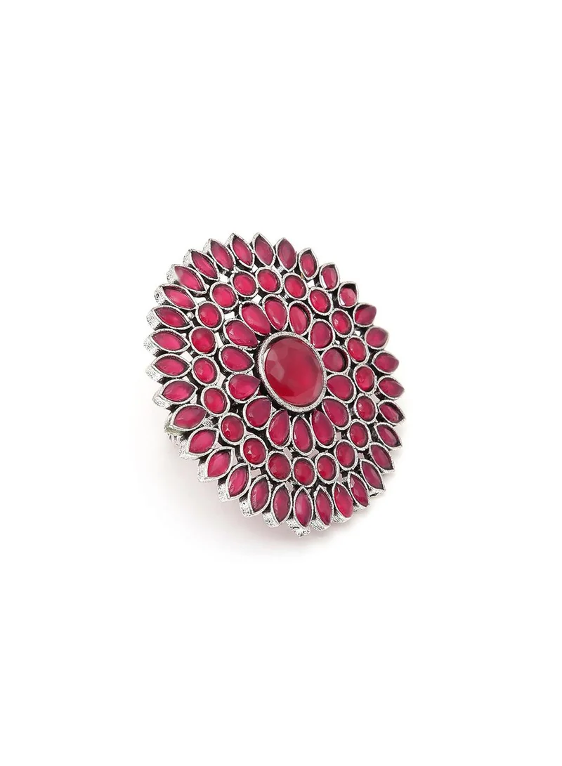 Pink Stone Studded Artificial Finger Ring Jewellery
