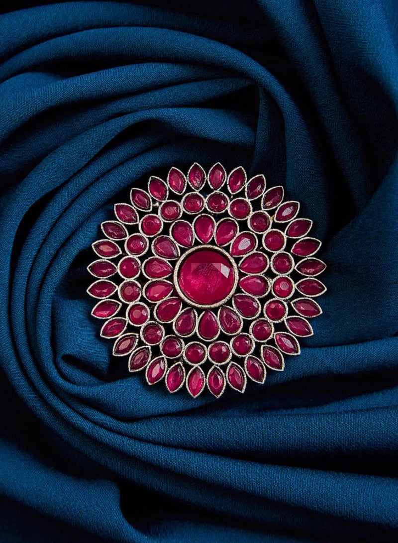 SOHI Pink Stone Studded Artificial Finger Ring Jewellery - Image 2