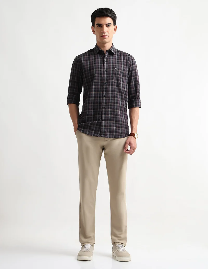 Arrow Purple Slim Fit Dobby Shirt for Men | Best Price UAE