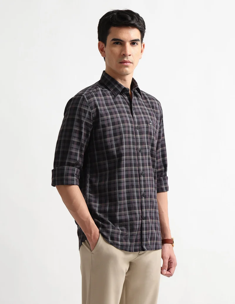 Arrow Purple Slim Fit Dobby Shirt for Men | Best Price UAE