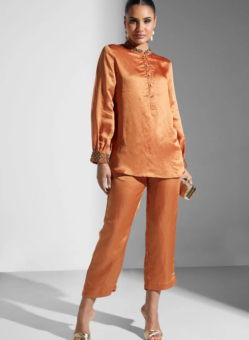 Threadz by Ajooni Embellished Blouse And Pant Set