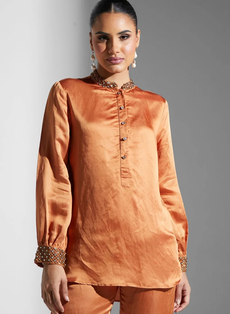 Threadz by Ajooni Embellished Blouse And Pant Set