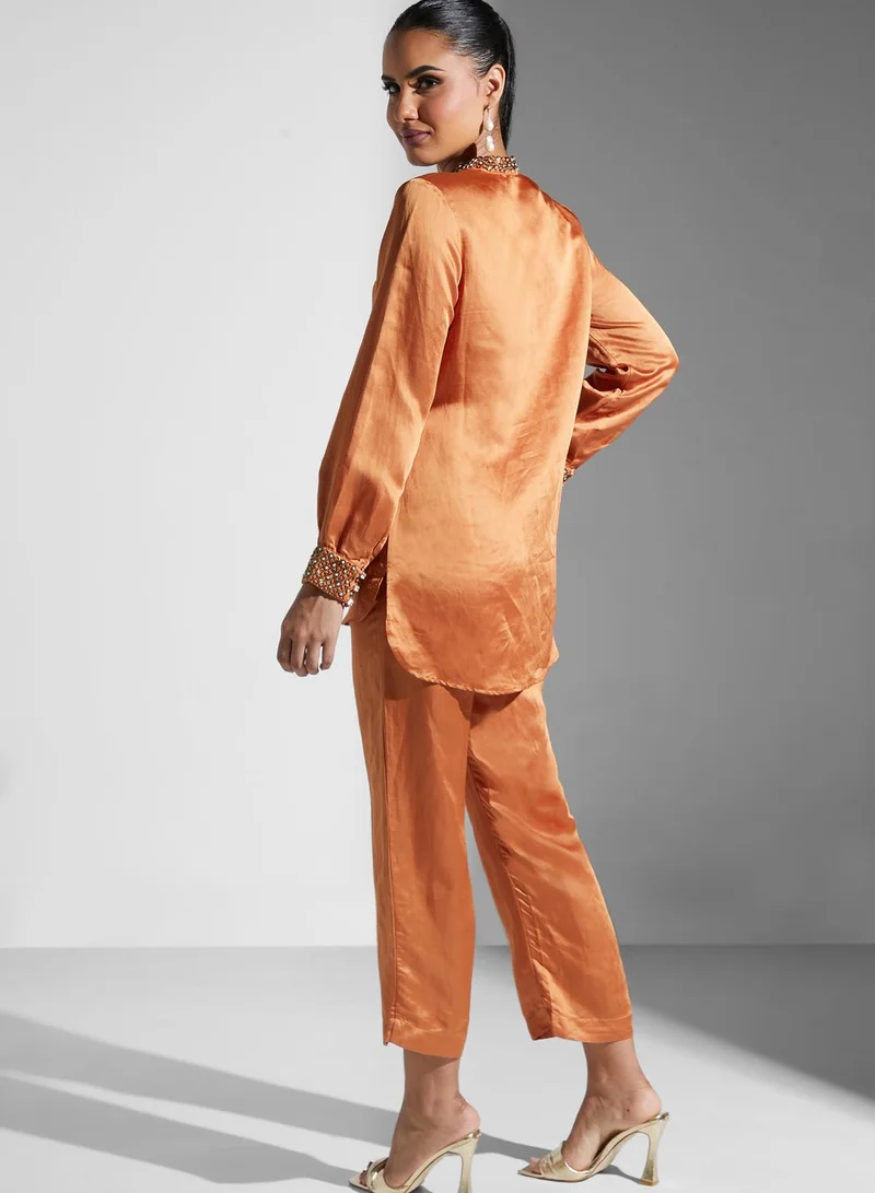 Threadz by Ajooni Embellished Blouse And Pant Set
