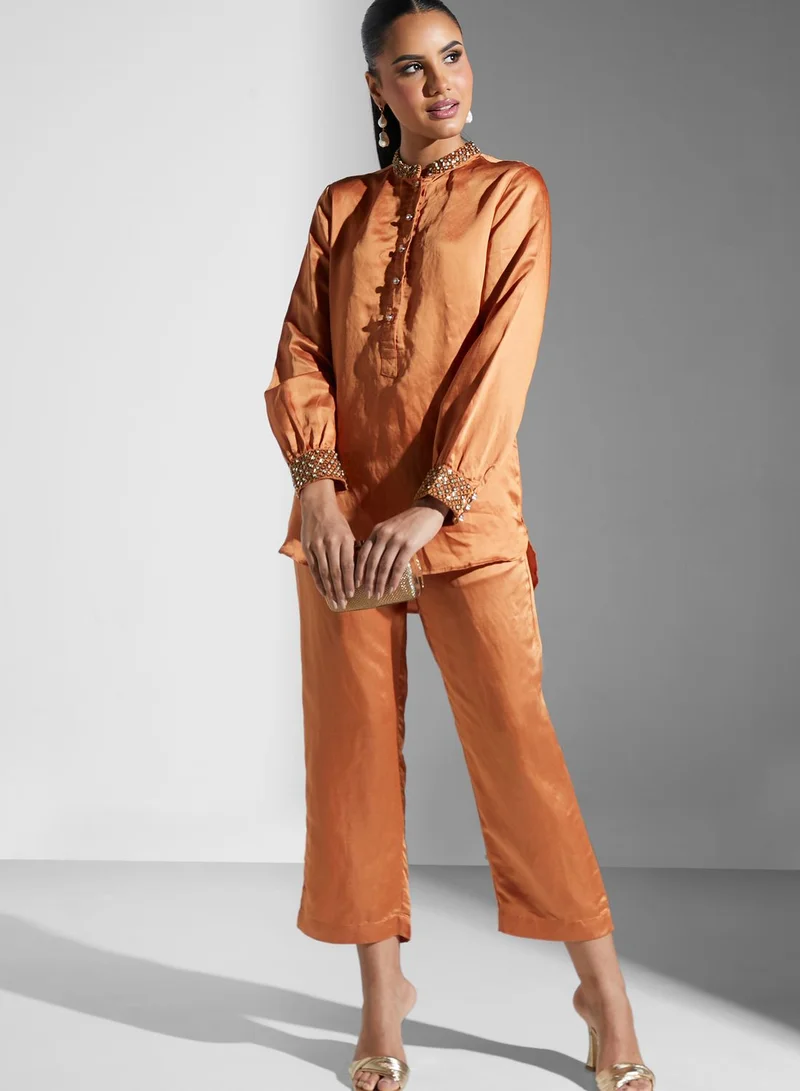Threadz by Ajooni Embellished Blouse And Pant Set