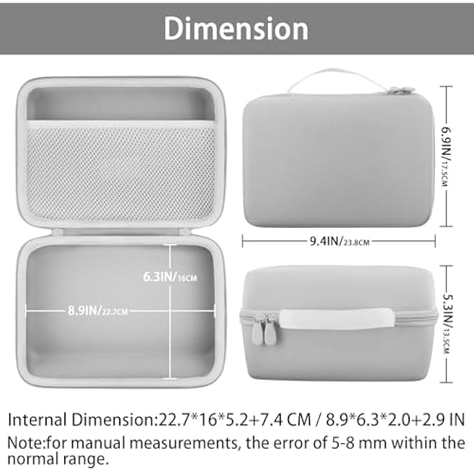 FOR LIENE AMBER M100/M200 PHOTO PRINTER SMARTPHONE 10 X 15 HARD CASE, CARRY BAG WITH MESH COMPARTMENT FOR LIENE DHP513 4 X 6 INCH ACCESSORIES, BAG ONLY (GREY) - Image 3