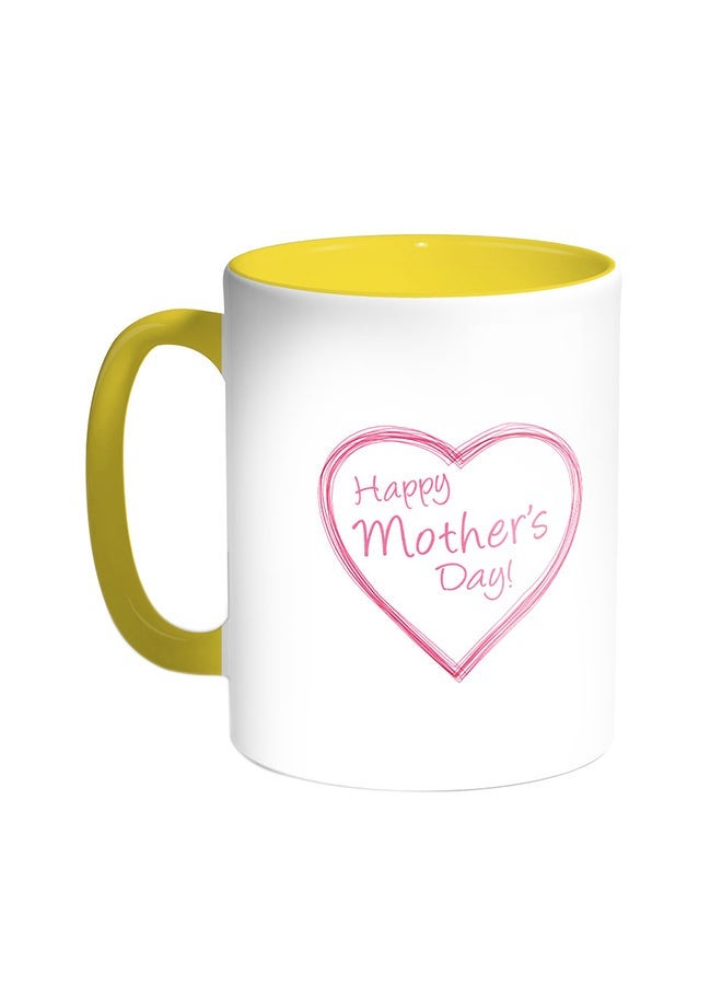RYN Happy Mother's Day Printed Coffee Mug Yellow/White 11ounce