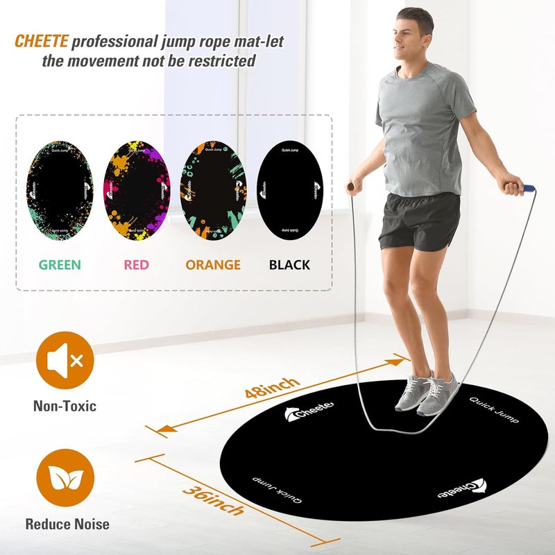Cheete Jump Rope Mat Large Rubber Exercise Mat Workout Mats for Home Gym Flooring Non-Slip Oval Design for Floor & Rope Protection - Image 2