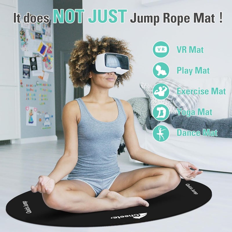 Cheete Jump Rope Mat Large Rubber Exercise Mat Workout Mats for Home Gym Flooring Non-Slip Oval Design for Floor & Rope Protection - Image 5