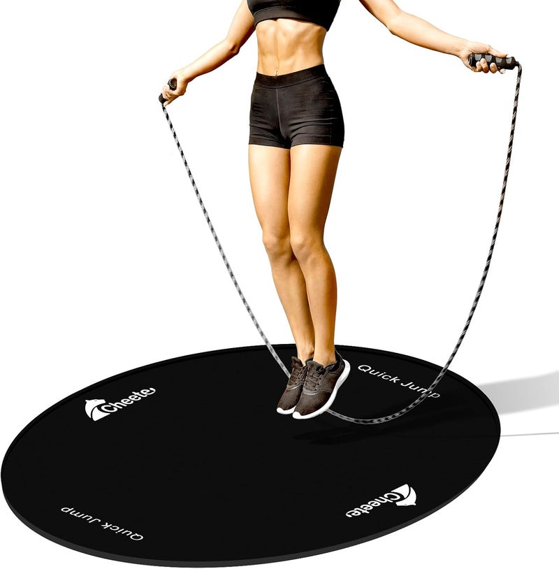 Cheete Jump Rope Mat Large Rubber Exercise Mat Workout Mats for Home Gym Flooring Non-Slip Oval Design for Floor & Rope Protection - Image 1