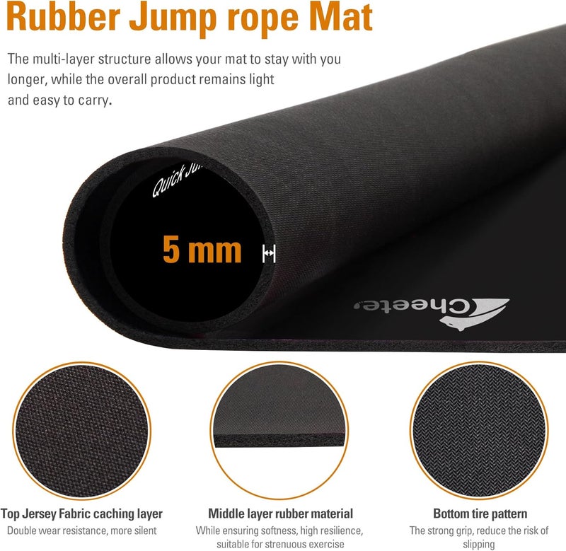 Cheete Jump Rope Mat Large Rubber Exercise Mat Workout Mats for Home Gym Flooring Non-Slip Oval Design for Floor & Rope Protection - Image 4