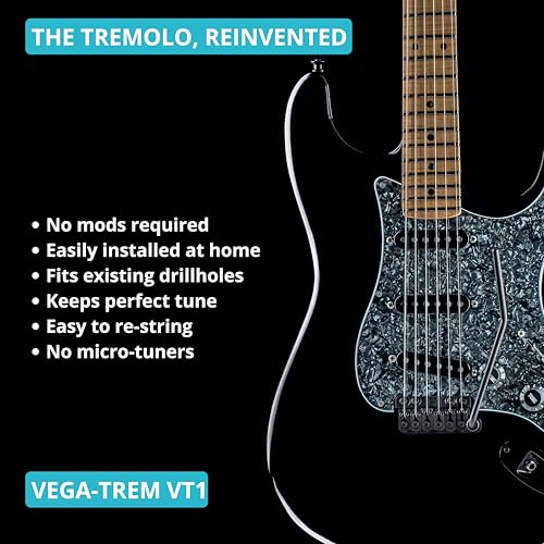 Vega Trem Vega-Trem VT1 Ultra-Trem 2-Points Stratocaster Guitar Tremolo Bridge For Strat No Mods Easy Installation (Black, Right) - Image 4