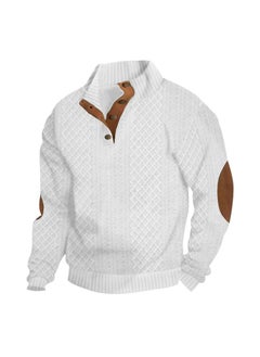 Generic 2024 CasualSweatshirt Mens Autumn/Winter Slimming Trendy Long Sleeve Knit Pullover Shirt Fitness Training Apparel White 