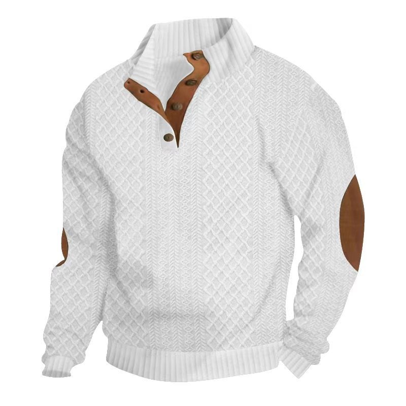 Generic 2024 CasualSweatshirt Mens Autumn/Winter Slimming Trendy Long Sleeve Knit Pullover Shirt Fitness Training Apparel White