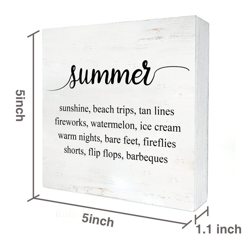 HDKY Summer Sunshine Beach Wood Box Sign Home Decor Rustic Summer Wooden Box Sign Block Plaque for Wall Tabletop Desk Decoration - Image 2