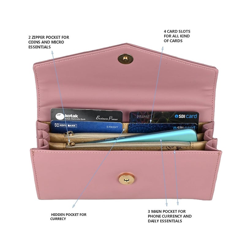 ALSU Women's Hand Wallet Purse Clutch | Phone Pocket | Coin Pocket | 4 Card Slots (Peach) - Image 5