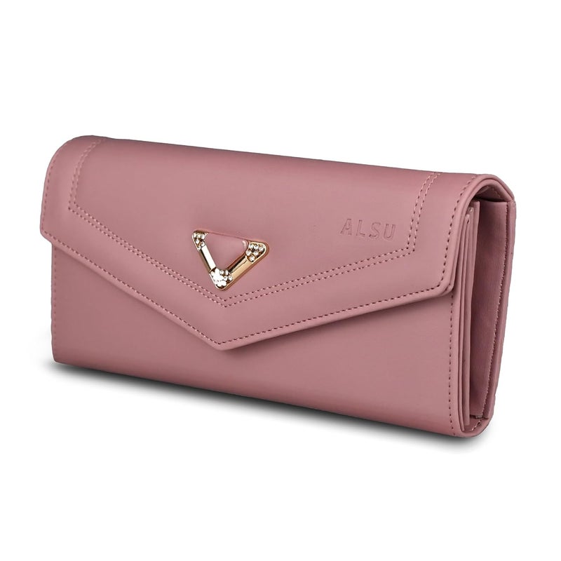 ALSU Women's Hand Wallet Purse Clutch | Phone Pocket | Coin Pocket | 4 Card Slots (Peach) - Image 1