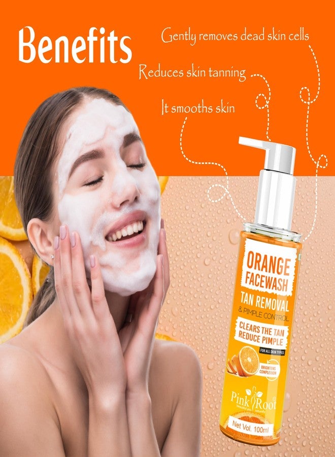PINK ROOT Orange Facewash Gel - Deep Pore Cleansing For Smooth Skin, Helps Remove Blackheads & Reduce Acne Breakout - Daily Cleaner & Moisturizer For Men, Women & Teens (Orange 100ml) - Image 2