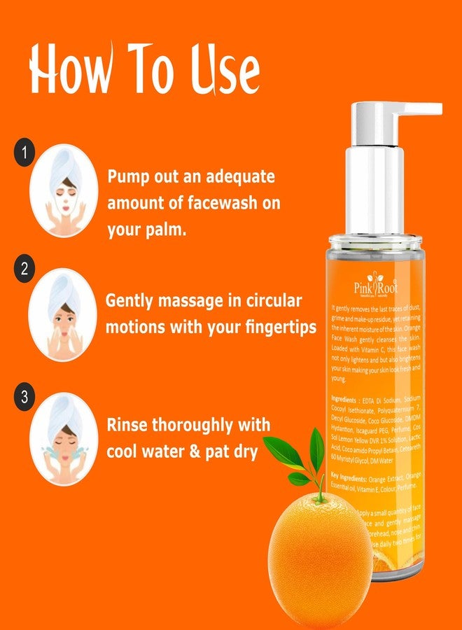PINK ROOT Orange Facewash Gel - Deep Pore Cleansing For Smooth Skin, Helps Remove Blackheads & Reduce Acne Breakout - Daily Cleaner & Moisturizer For Men, Women & Teens (Orange 100ml) - Image 4