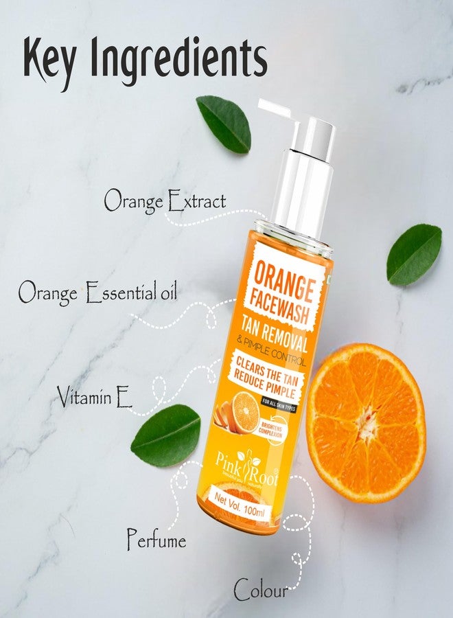 PINK ROOT Orange Facewash Gel - Deep Pore Cleansing For Smooth Skin, Helps Remove Blackheads & Reduce Acne Breakout - Daily Cleaner & Moisturizer For Men, Women & Teens (Orange 100ml) - Image 3