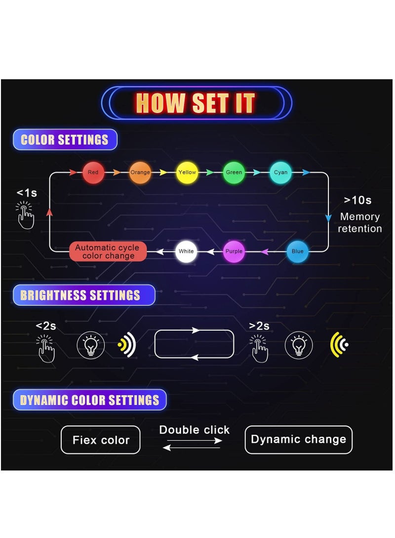 كابتن تيك ضوء محيطي USB ، إضاءة ليلية زخرفية متعددة الوظائف ذات إضاءة عالية منخفضة الطاقة RGB ، إضاءة ليلية قابلة للتعديل ، 8 ألوان إضاءة محيطية LED مناسبة للكمبيوتر لوحة مفاتيح السيارة والمكتب المنزلي (4 قطع) - Image 5