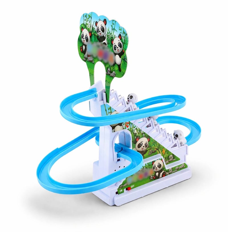 O2. Panda Climbing Ladder Toy – Panda Slide Escalator Track with Music & LED Lights – Battery Operated Interactive Panda Track Toy with 3 Pandas for Kids - Image 1