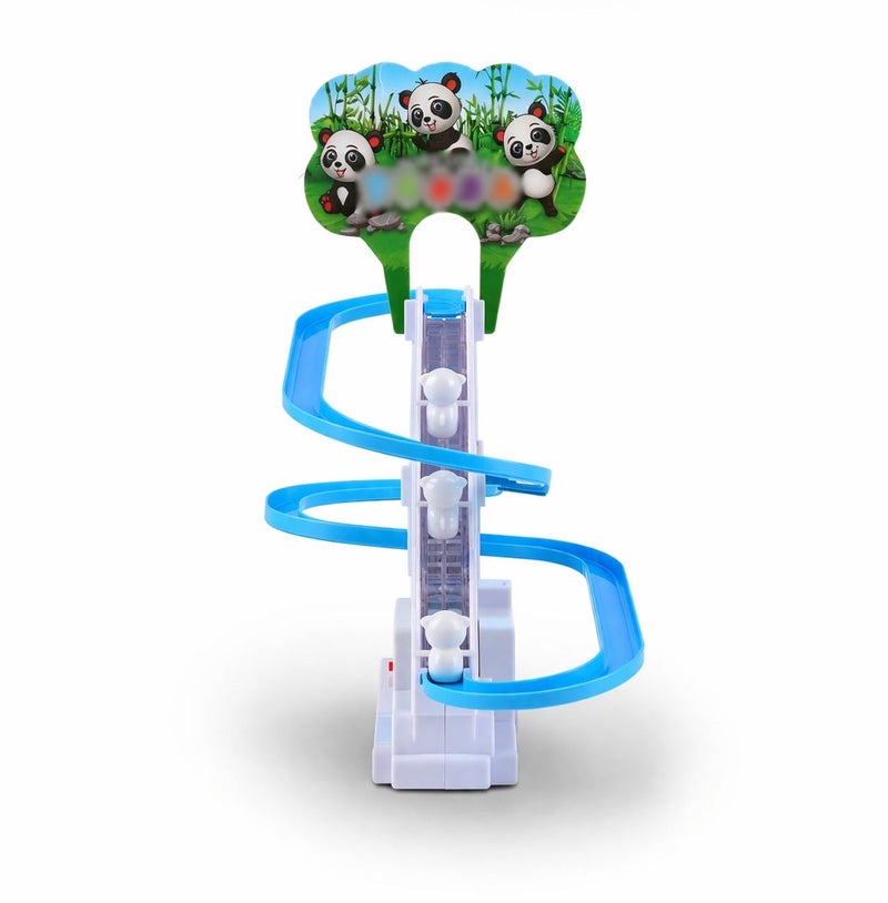 O2. Panda Climbing Ladder Toy – Panda Slide Escalator Track with Music & LED Lights – Battery Operated Interactive Panda Track Toy with 3 Pandas for Kids - Image 5