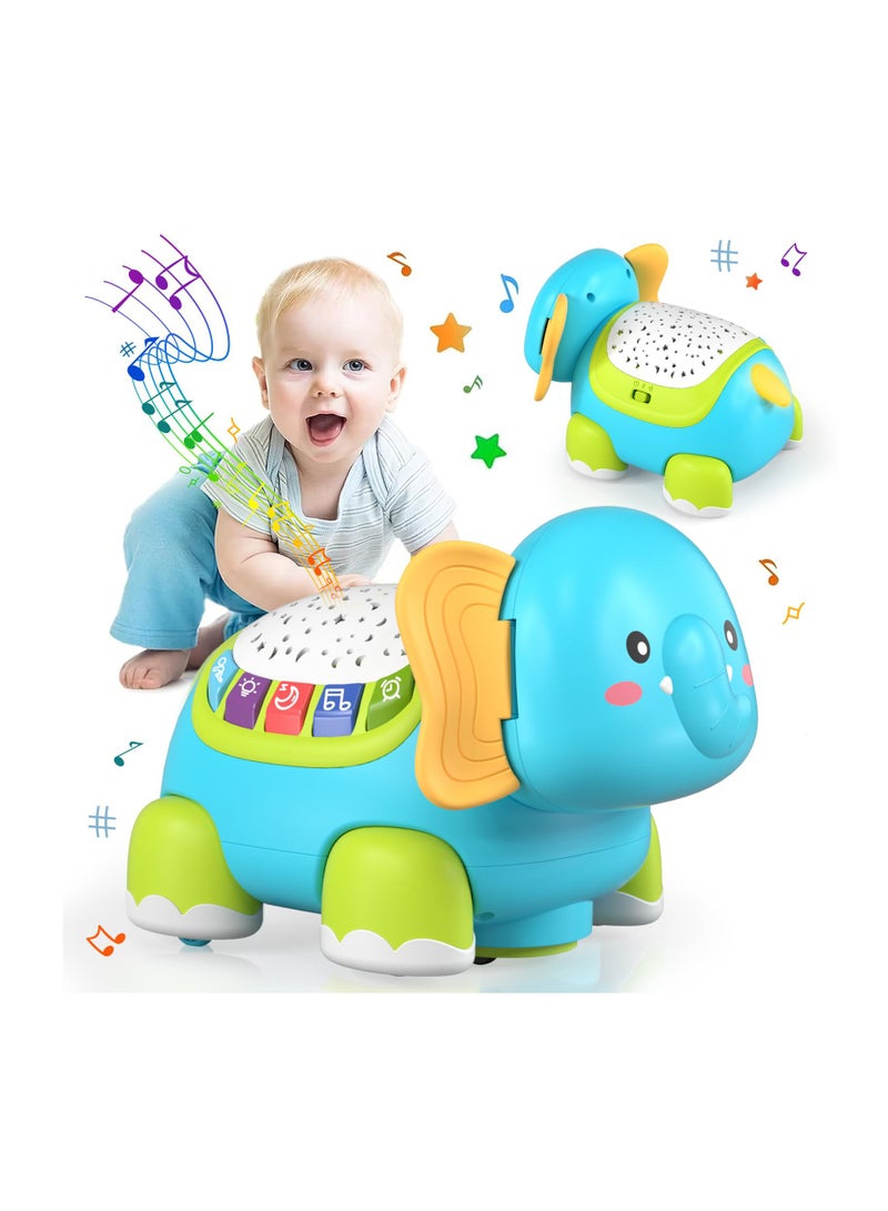 Excefore Crawling Musical Elephant Toys for 0-12 Months, Baby Toys 6 Months Plus, Toddler Sound Toys with Projector Light, Learning Gifs Toys for Boys Girls 1 Year Old - Image 1