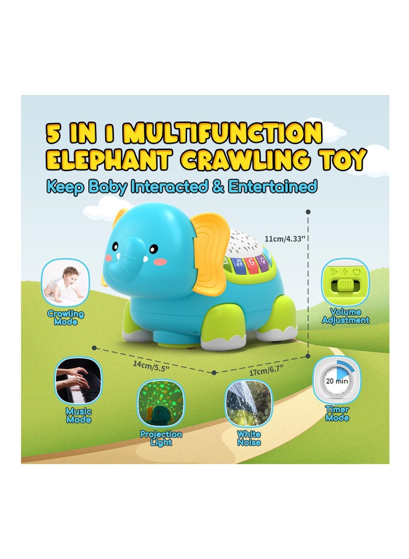 Excefore Crawling Musical Elephant Toys for 0-12 Months, Baby Toys 6 Months Plus, Toddler Sound Toys with Projector Light, Learning Gifs Toys for Boys Girls 1 Year Old - Image 2