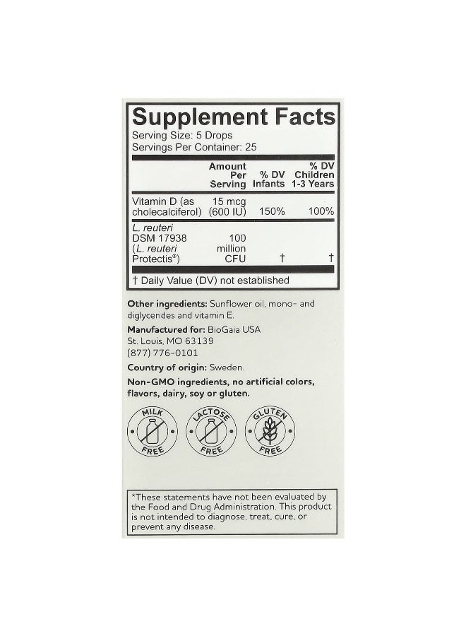 BioGaia BioGaia, Protectis Baby, Immune Active Probiotic Drops, 0-36 Months, 0.17 fl oz (5 ml) - Image 2