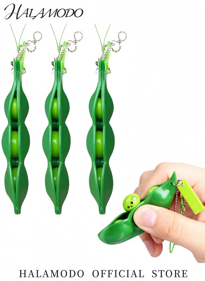HALAMODO 3PCS Snapperz Rainbow Fidget Toy Edamame Keychain Fidget Toys Simpl Dimpl Toy Set Squeeze Sensory Party Popper Noise Maker for Stress Relief  - Image 5