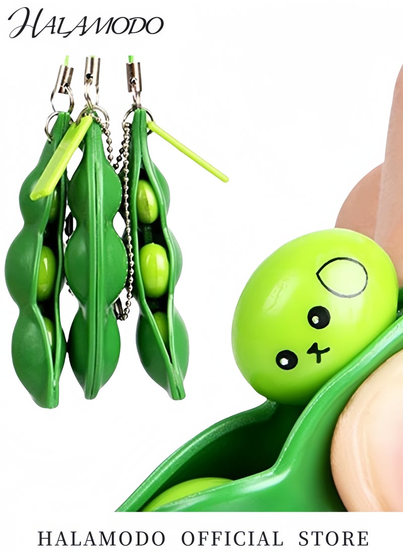 HALAMODO 3PCS Snapperz Rainbow Fidget Toy Edamame Keychain Fidget Toys Simpl Dimpl Toy Set Squeeze Sensory Party Popper Noise Maker for Stress Relief  - Image 4