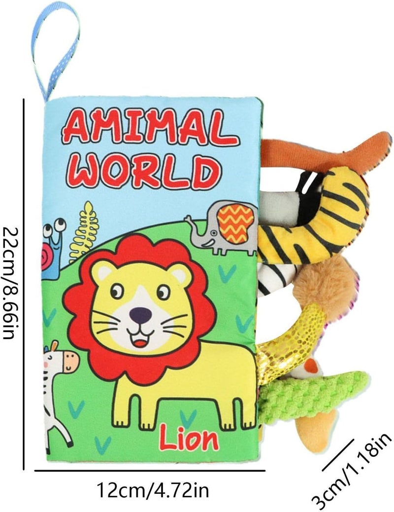 BeFunky كتاب قماش للأطفال، كتاب صور ثلاثي الأبعاد ناعم وكتاب صوتي للأطفال من 0-12 شهرًا، لعبة تعليمية حسية مونتيسوري للأولاد والبنات (أسد)، متعدد الألوان - Image 5