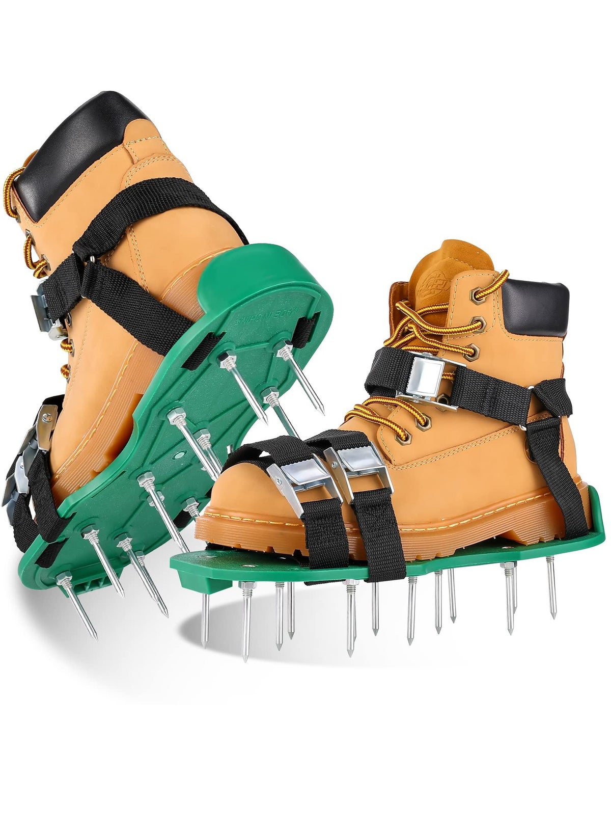 Abco Tech Lawn Aerator Shoes - Straps Over Shoes With 2-Inch Metal Spikes For Soil Aeration-1133707
