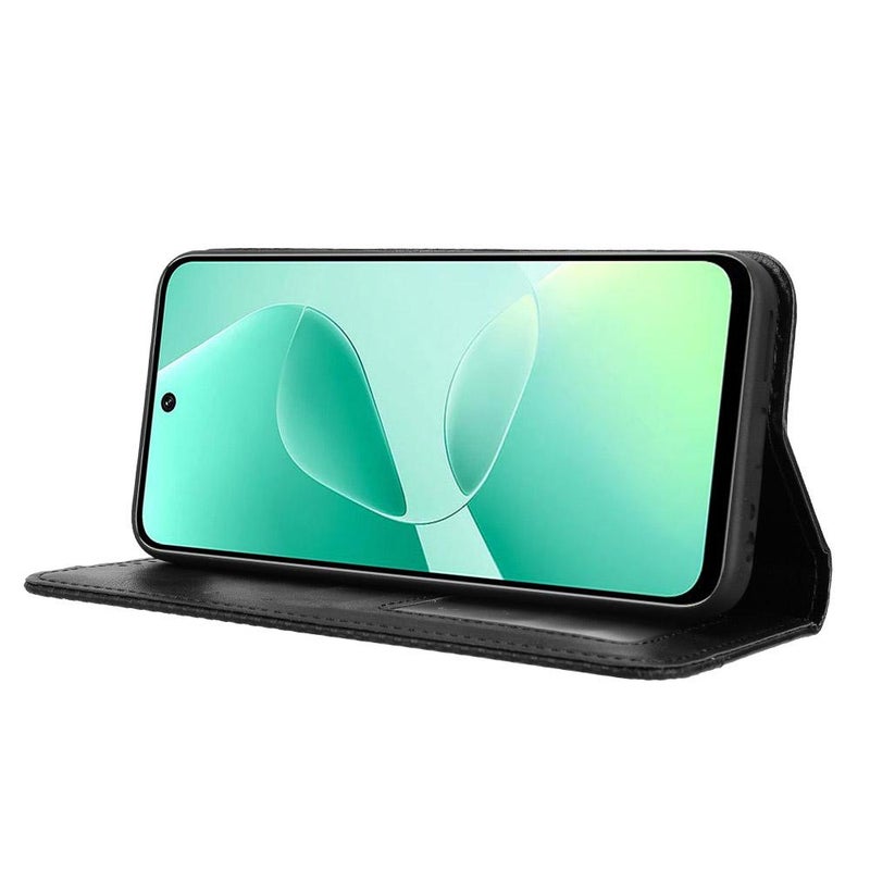 إيروريكس جراب هاتف جلدي بمشبك مغناطيسي بتصميم كلاسيكي لهاتف Infinix Hot 60i 4G / Hot 60 5G (أسود) - Image 5