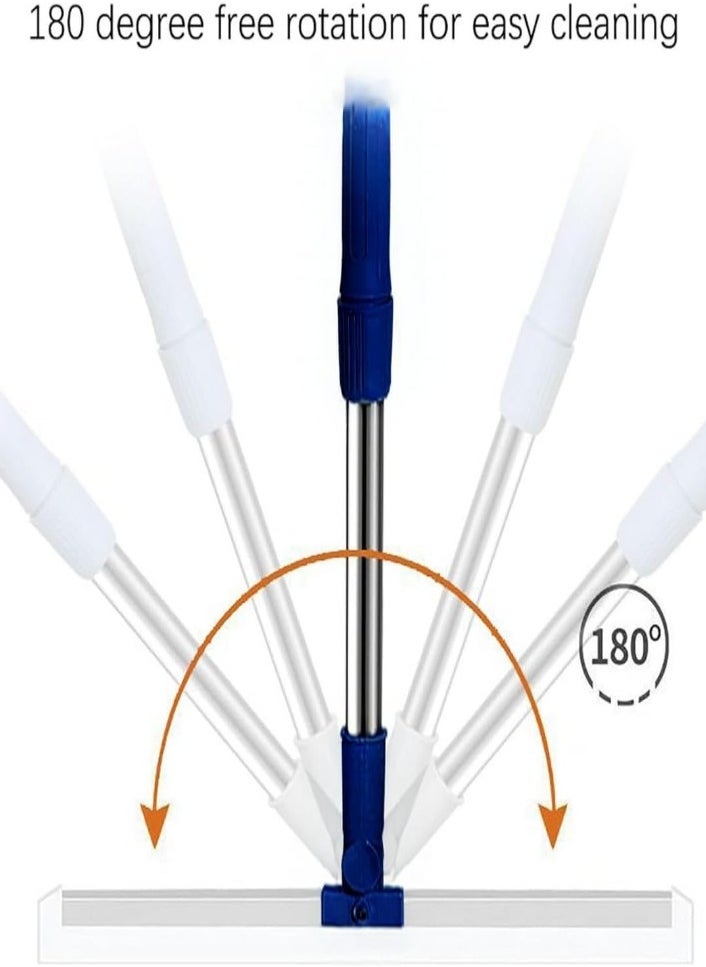 XVersion Rubber Floor Scrubber with Long Handle, 180° Rotatable Shower Scrubber for Walls, Tiles, Concrete, Wood Floors, Glass & Windows  50cm x 110cm Dark Blue  - Image 4