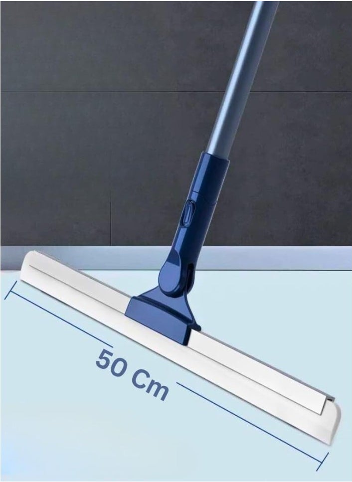 XVersion Rubber Floor Scrubber with Long Handle, 180° Rotatable Shower Scrubber for Walls, Tiles, Concrete, Wood Floors, Glass & Windows  50cm x 110cm Dark Blue  - Image 3