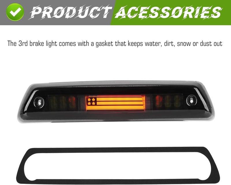 Bomusou 3rd Brake Light Fit for Ford F150 2009-2014 LED High Mount Stop Cargo Light Lamp, (Not Fit for Harley Davidson & SVT Raptor that has Hill Decent Control), Chrome Housing Smoke Lens - Image 3