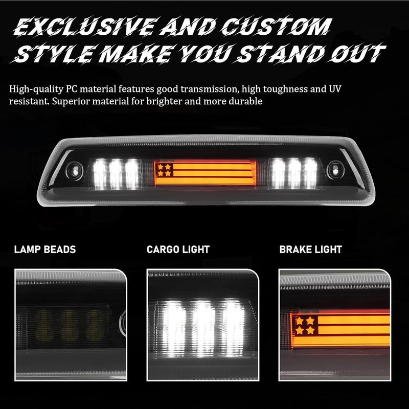 Bomusou 3rd Brake Light Fit for Ford F150 2009-2014 LED High Mount Stop Cargo Light Lamp, (Not Fit for Harley Davidson & SVT Raptor that has Hill Decent Control), Chrome Housing Smoke Lens - Image 5