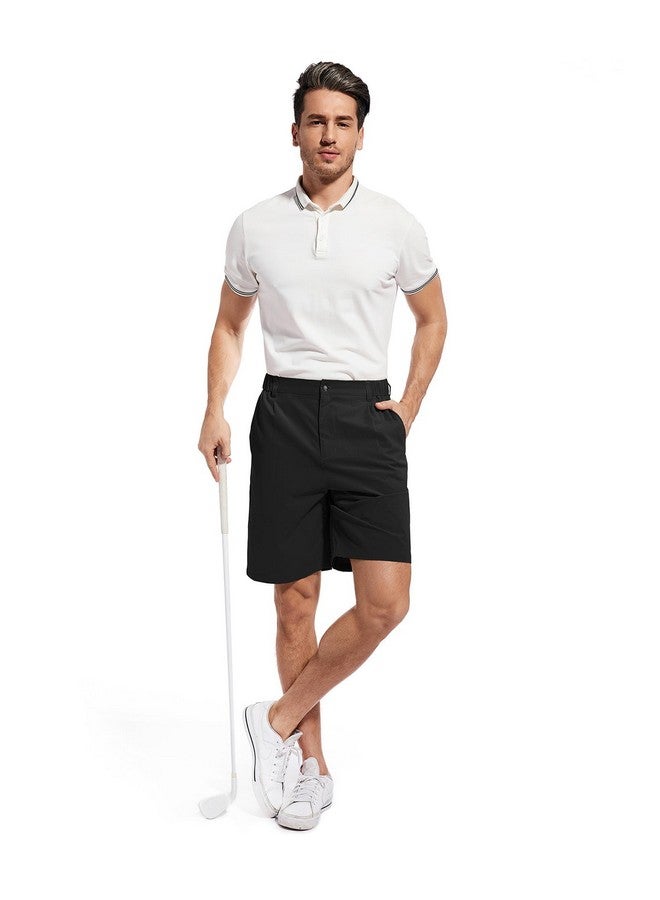 Boyzn Men'S 9" Inseam Golf Outdoor Flat Front Shorts Casual Work Dress Shorts Quick Dry Athletic Shorts With 5 Pockets Black36  - Image 4
