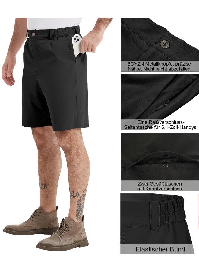 Boyzn Men'S 9" Inseam Golf Outdoor Flat Front Shorts Casual Work Dress Shorts Quick Dry Athletic Shorts With 5 Pockets Black36  - Image 5