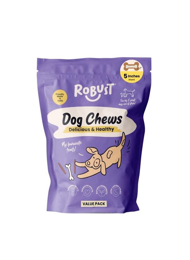 ROBUST Long Lasting All-Natural Dog Chew Bones - 5 Inches (12Units) | Premium Compressed Rawhide Chews For Small, Medium & Large Dogs | Healthy & Digestible Rawhide Bones To Improve Oral Health  - Image 3