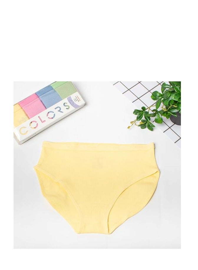 COLORS Cotton bikini panties for women with ribbed design - pack of 4 pieces - multi-colored - Image 3