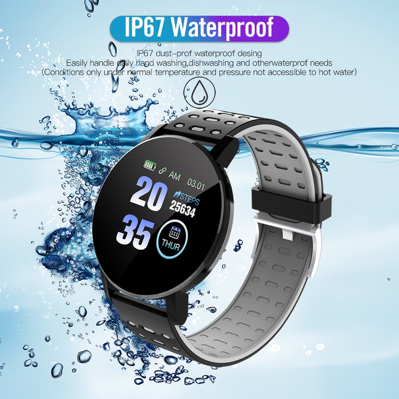 ساعات ذكية 119plus بقياس 1.3 بوصة - ساعة مراقبة معدل القلب، ساعة رياضية، سوار ساعة ذكية ومقاومة للماء - Image 2