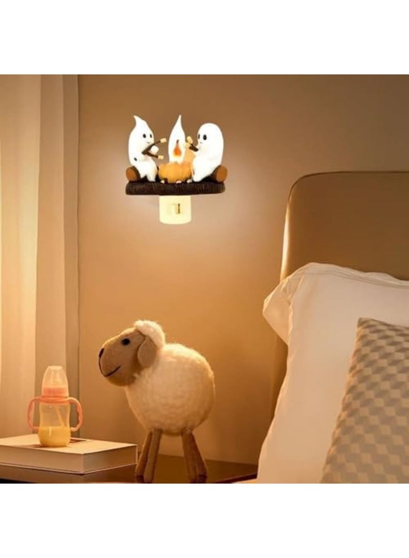 Barakah ضوء الليل ثلاثي الأبعاد على شكل شبح - شبح متلألئ جديد لعام 2024 مع حلوى المارشميلو، مثالي لغرف الأطفال، ديكور الهالوين، وأجواء مريحة، تأثير متلألئ فريد، هدية مثالية للهالوين - Image 2