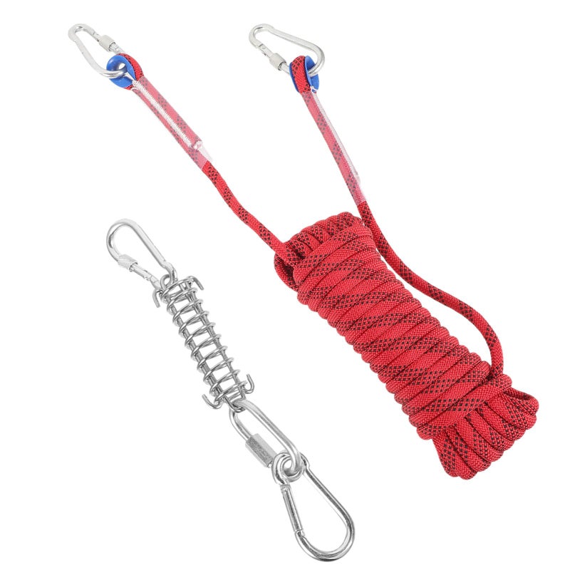 10M Red Cotton Rope Dog Tie Out Cable with Stainless Steel Spring for Outdoor Yard Training - Image 2