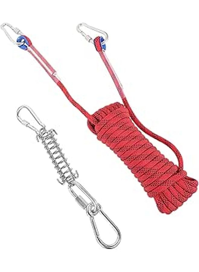 10M Red Cotton Rope Dog Tie Out Cable with Stainless Steel Spring for Outdoor Yard Training - Image 1